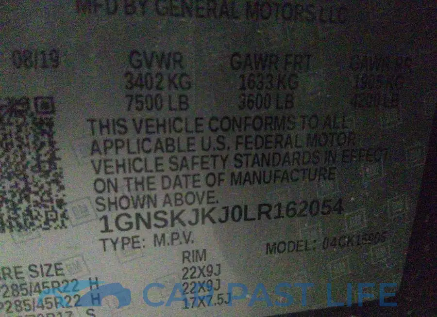 1GNSKJKJ0LR162054# 9