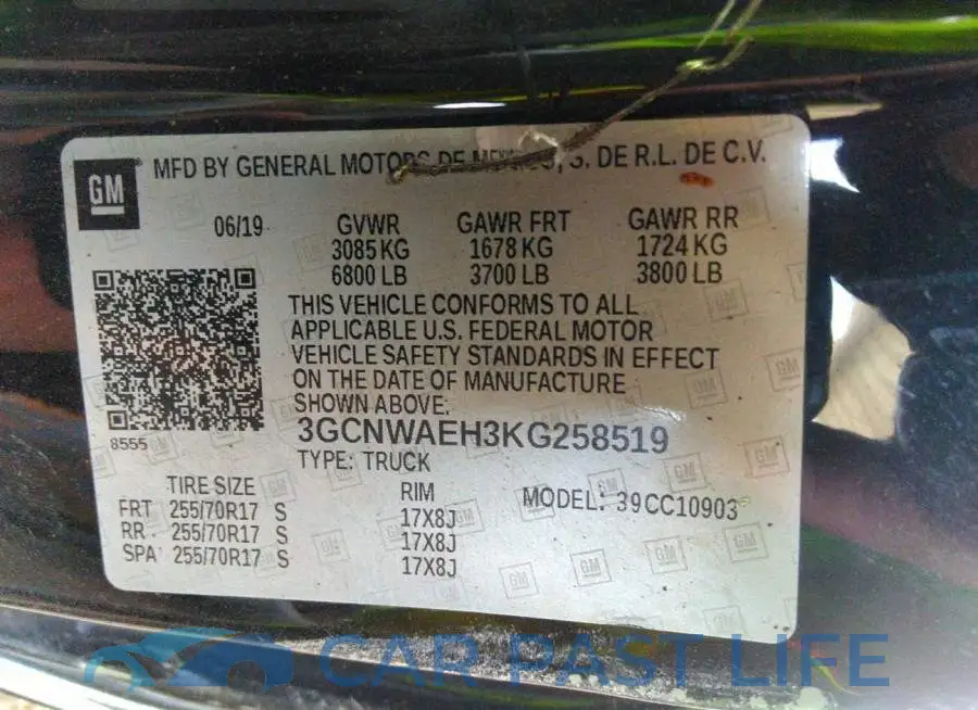 3GCNWAEH3KG258519# 9