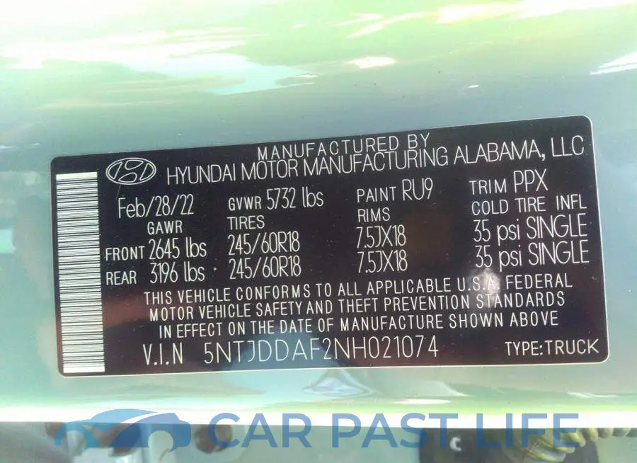 5NTJDDAF2NH021074# 9