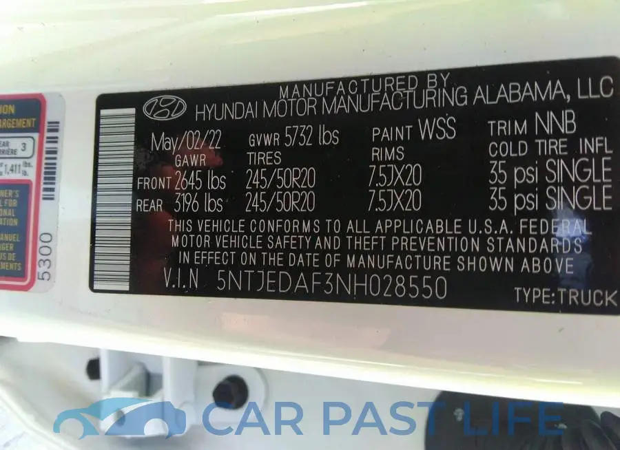 5NTJEDAF3NH028550# 9
