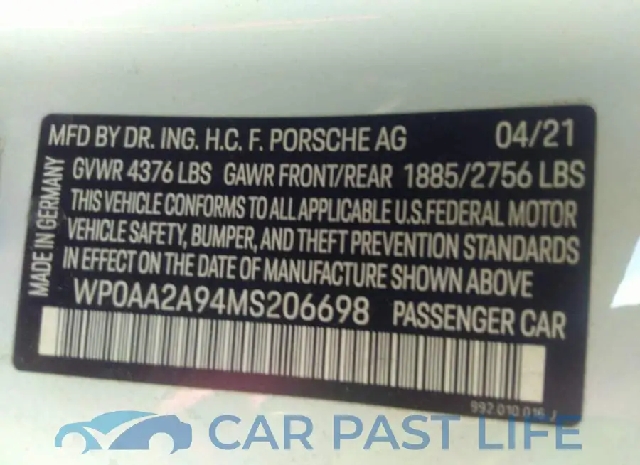 WP0AA2A94MS206698# 9