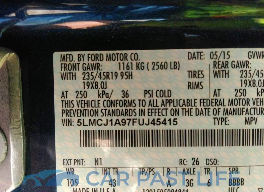 5LMCJ1A97FUJ45415# 9