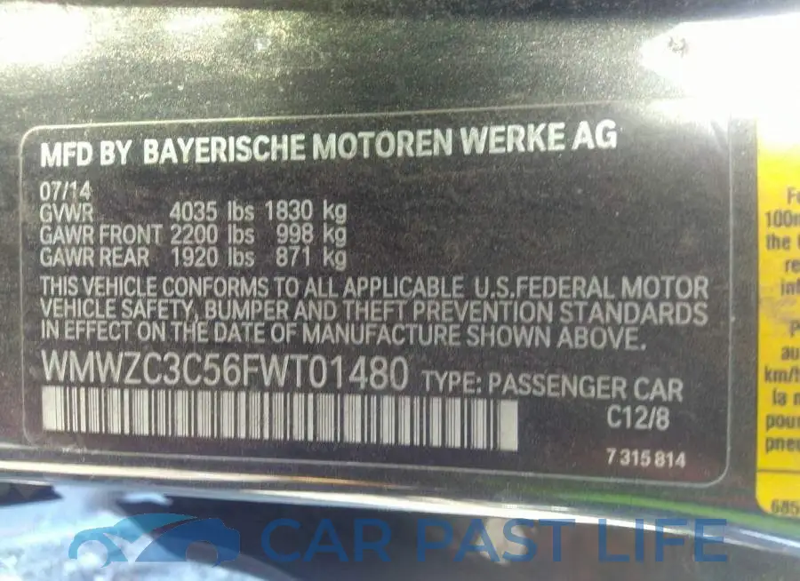 WMWZC3C56FWT01480# 9