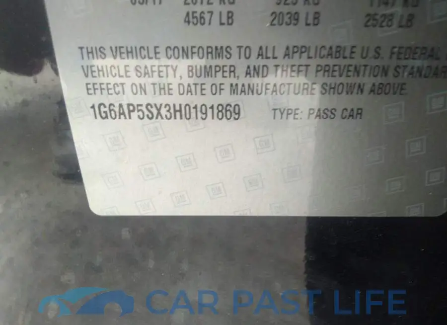 1G6AP5SX3H0191869# 9