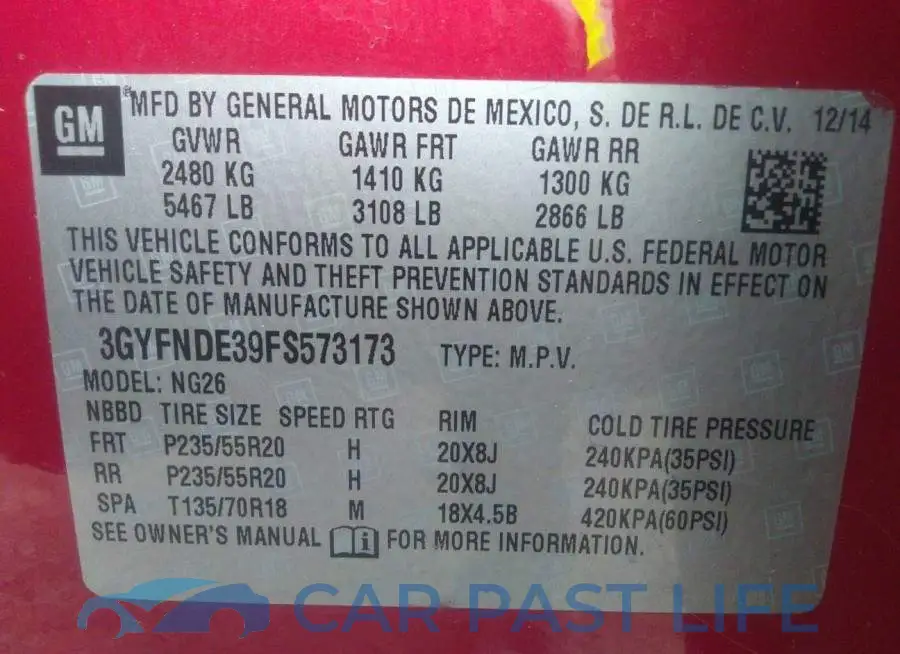 3GYFNDE39FS573173# 9