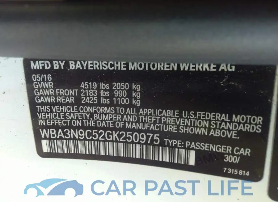 WBA3N9C52GK250975# 9