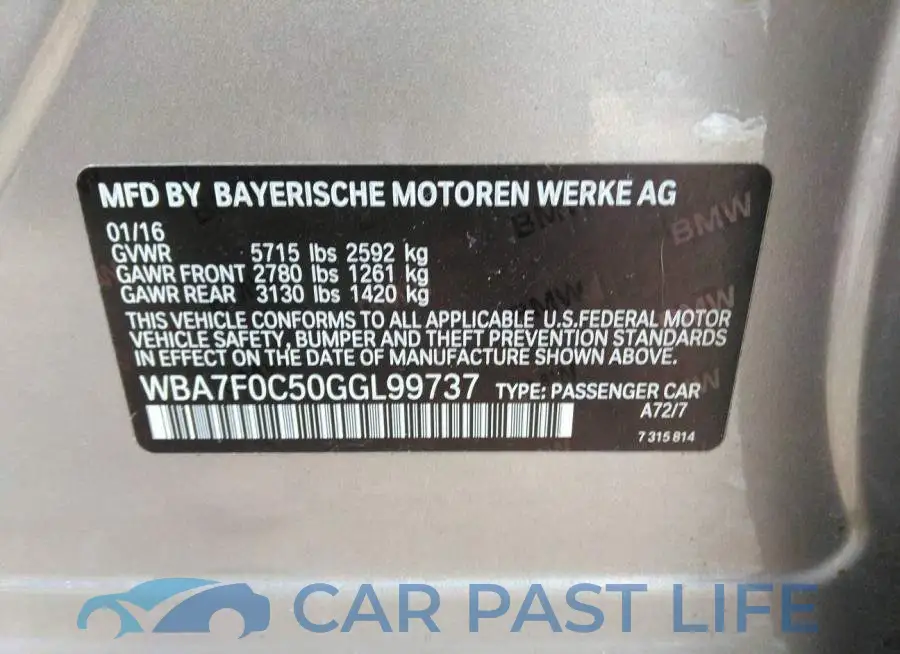 WBA7F0C50GGL99737# 9