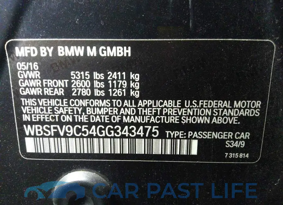 WBSFV9C54GG343475# 9