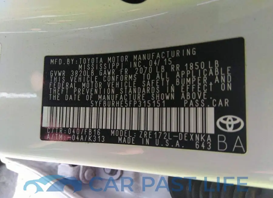 5YFBURHE5FP315151# 9