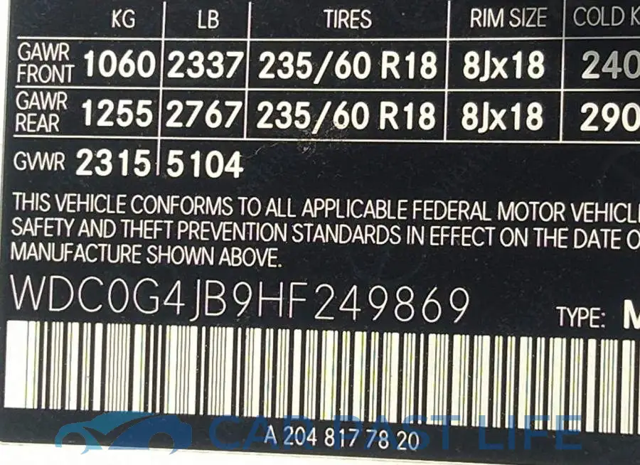 WDC0G4JB9HF249869# 9