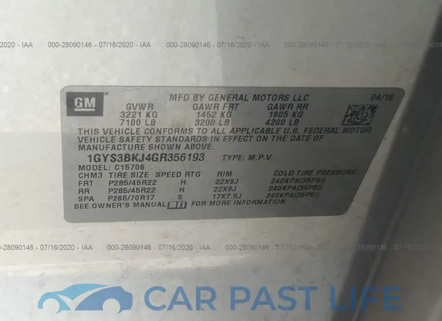 1GYS3BKJ4GR356193# 9