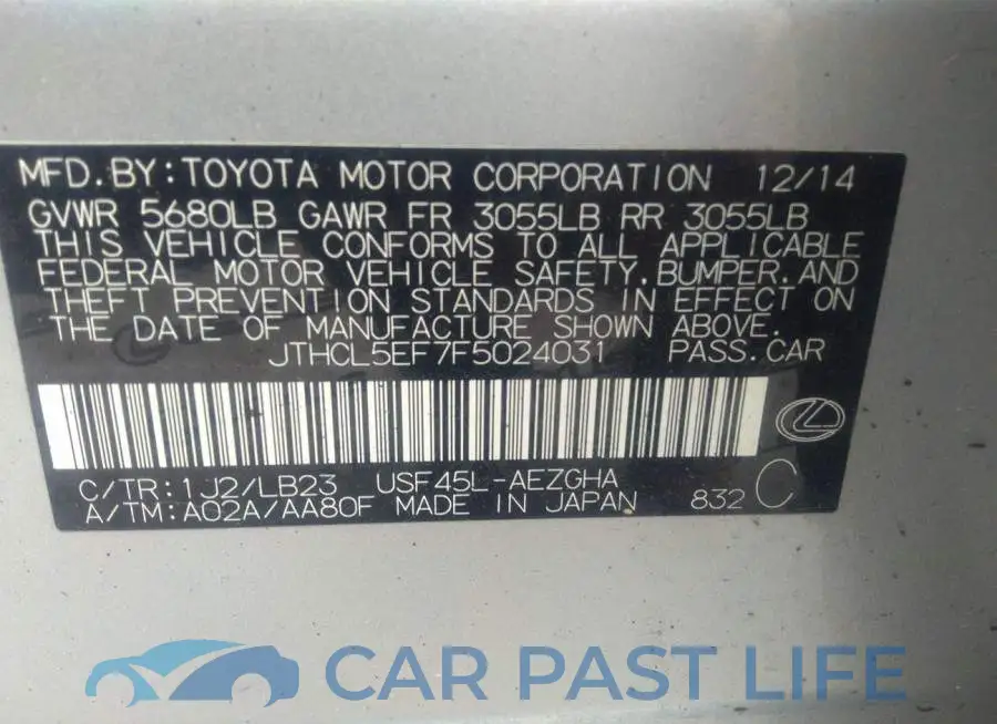 JTHCL5EF7F5024031# 9
