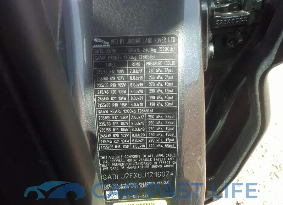 SADFJ2FX6J1Z16074# 9