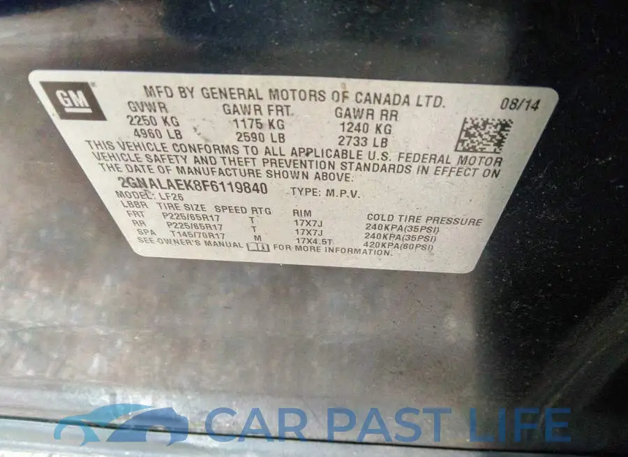 2GNALAEK8F6119840# 9