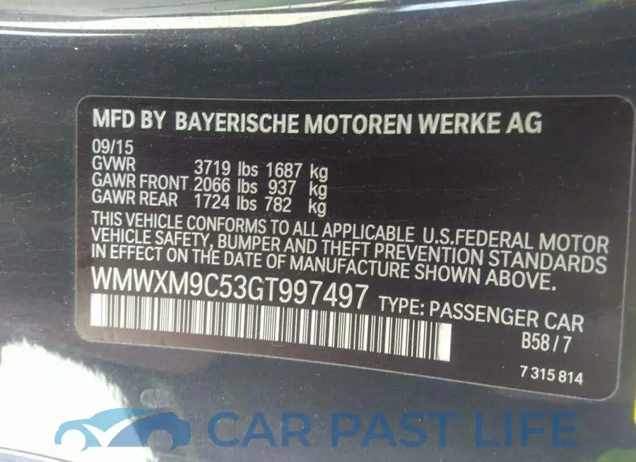 WMWXM9C53GT997497# 9