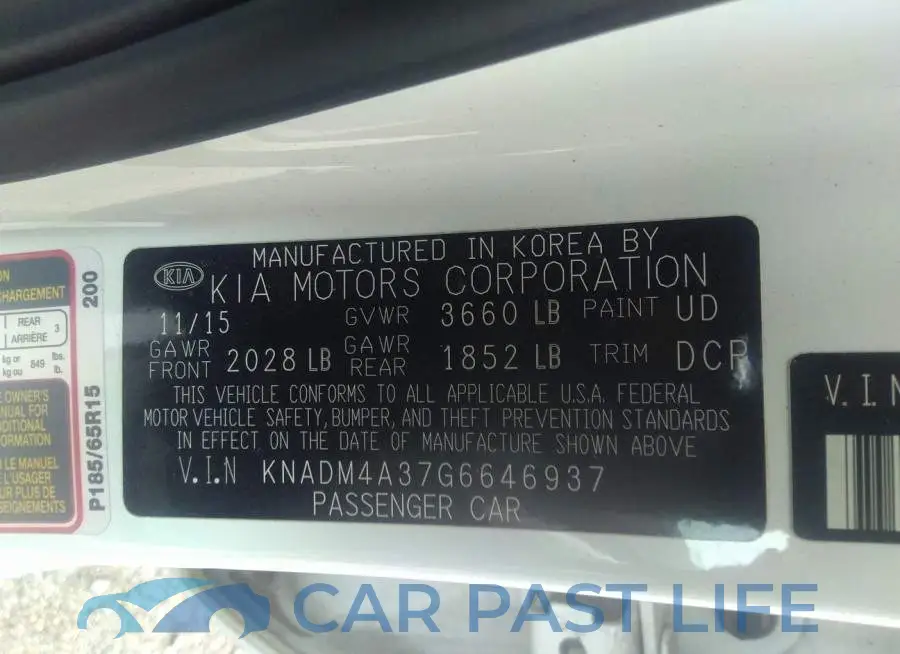 KNADM4A37G6646937# 9