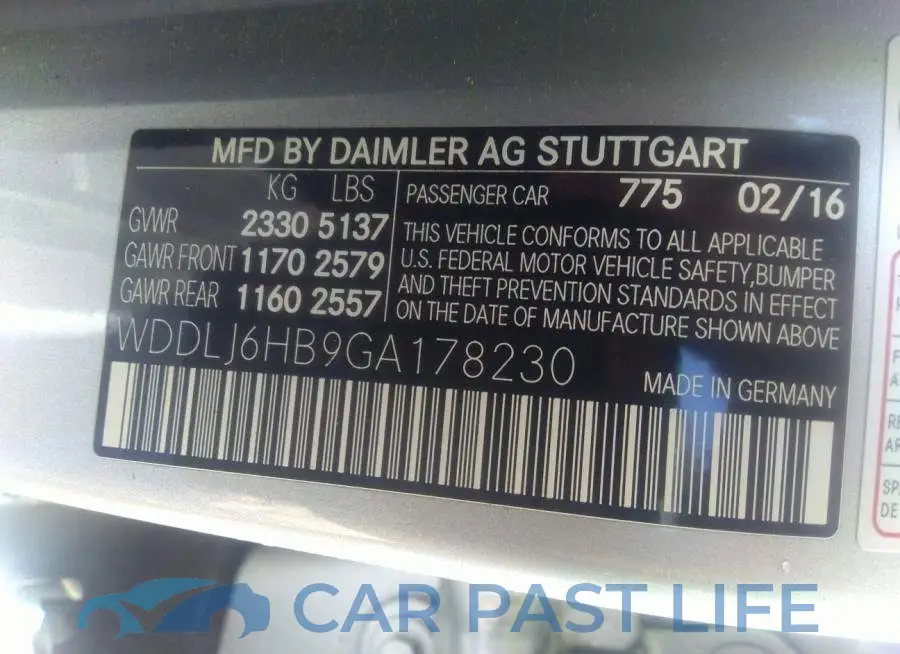 WDDLJ6HB9GA178230# 9