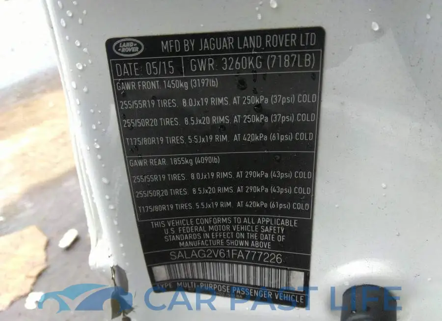 SALAG2V61FA777226# 9