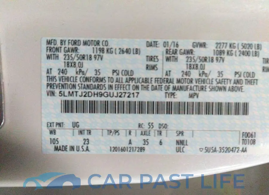 5LMTJ2DH9GUJ27217# 9