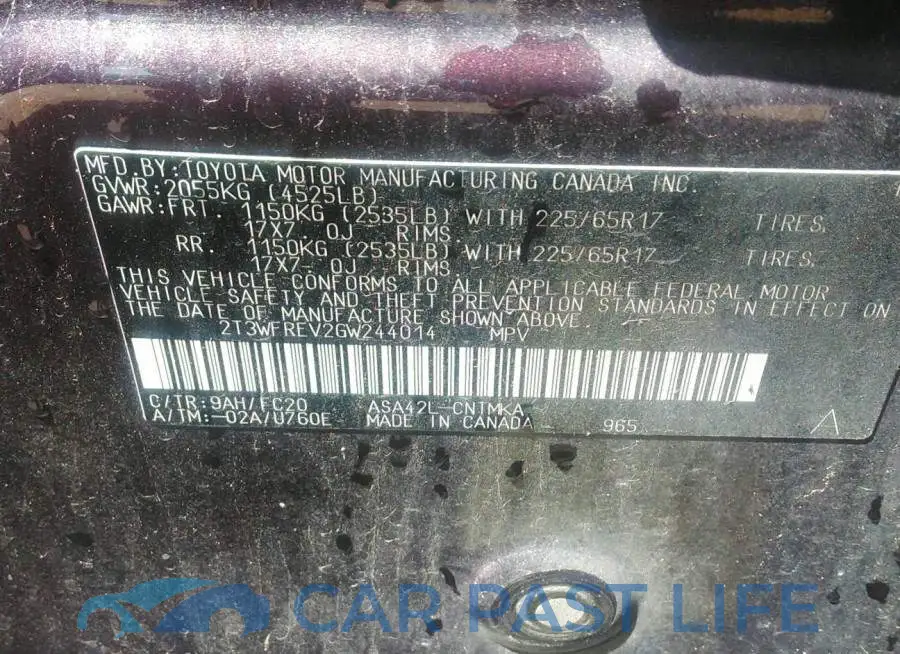 2T3WFREV2GW244014# 9