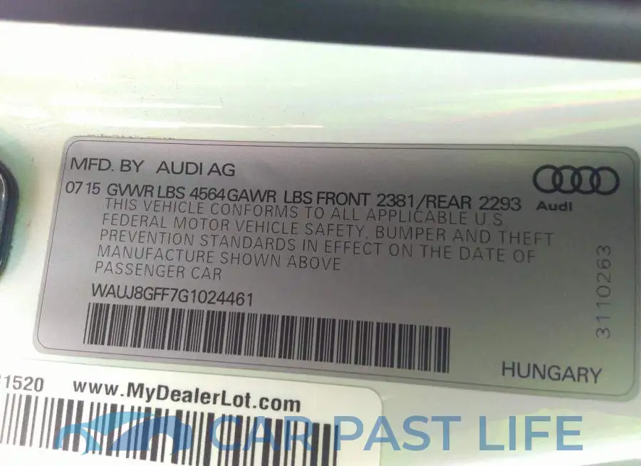 WAUJ8GFF7G1024461# 9