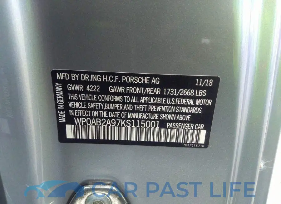 WP0AB2A97KS115001# 9