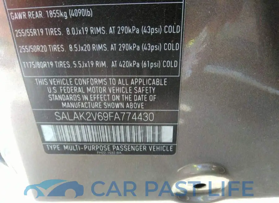 SALAK2V69FA774430# 9