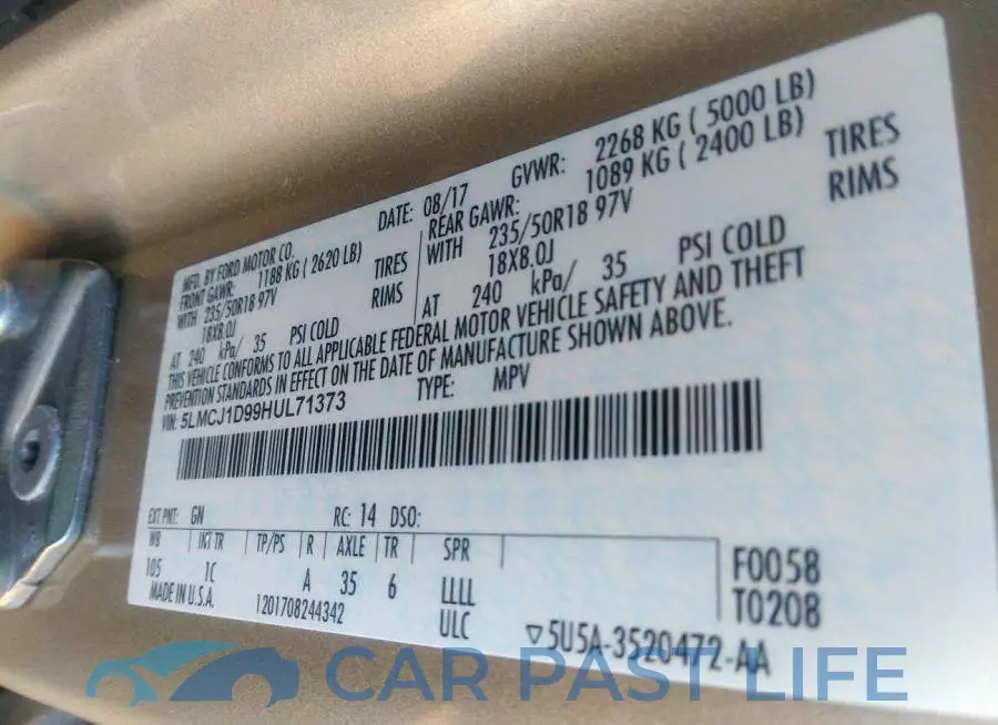 5LMCJ1D99HUL71373# 9