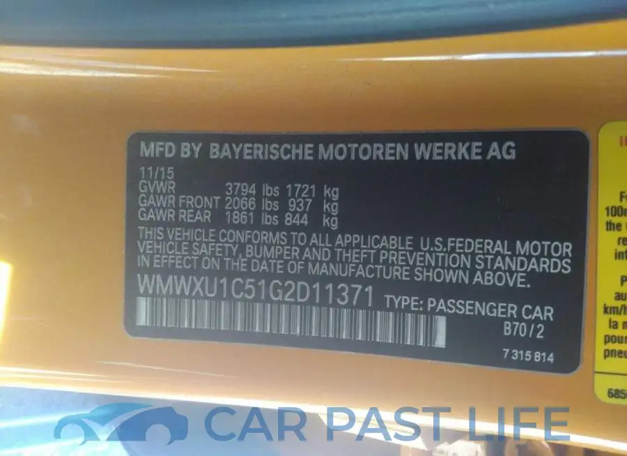 WMWXU1C51G2D11371# 9