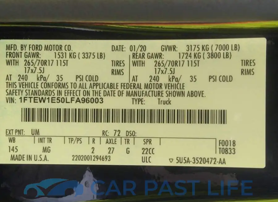 1FTEW1E50LFA96003# 9