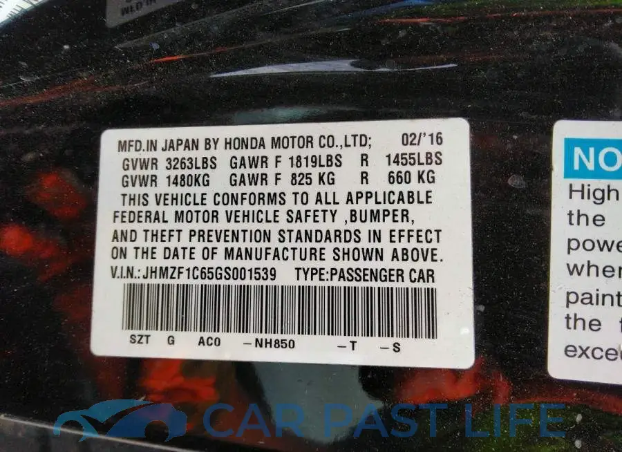 JHMZF1C65GS001539# 9
