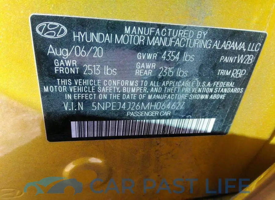 5NPEJ4J26MH064627# 9