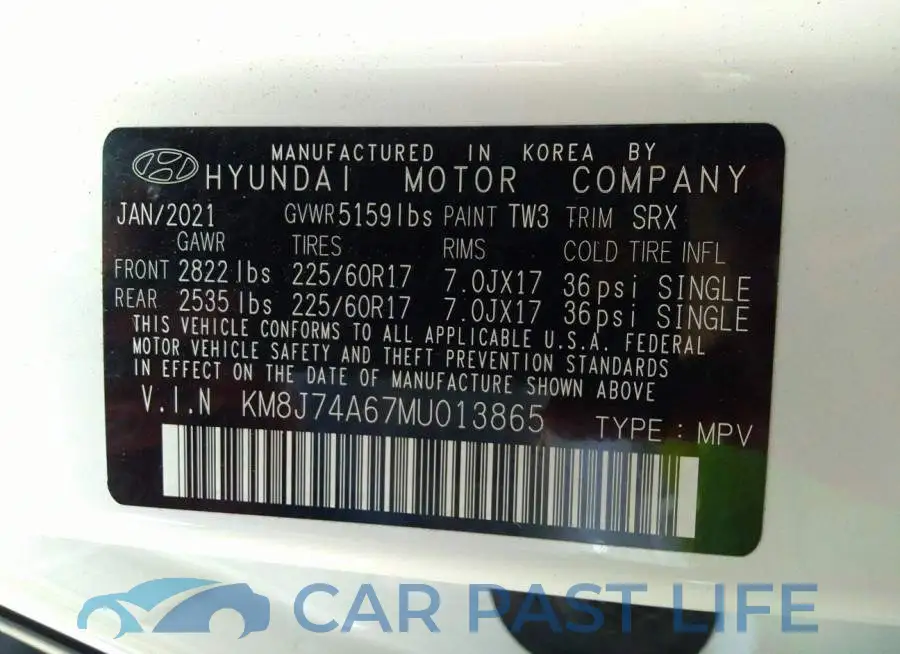 KM8J74A67MU013865# 9