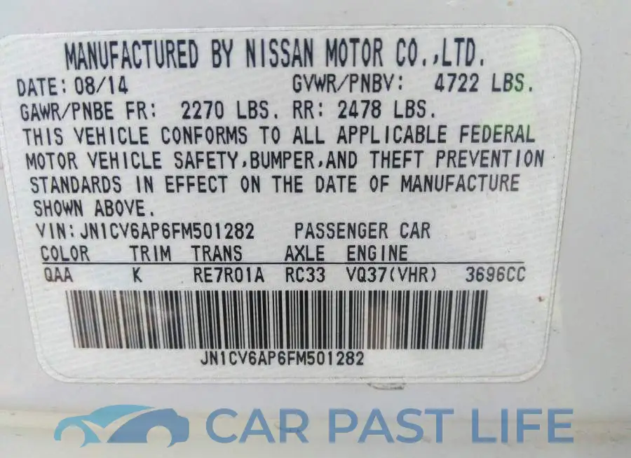 JN1CV6AP6FM501282# 9