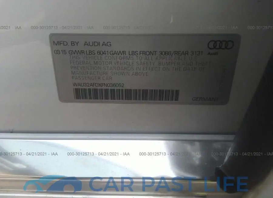 WAU32AFDXFN036052# 9