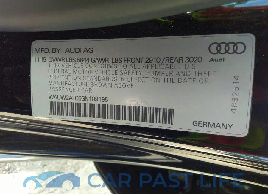 WAUW2AFC6GN109195# 9