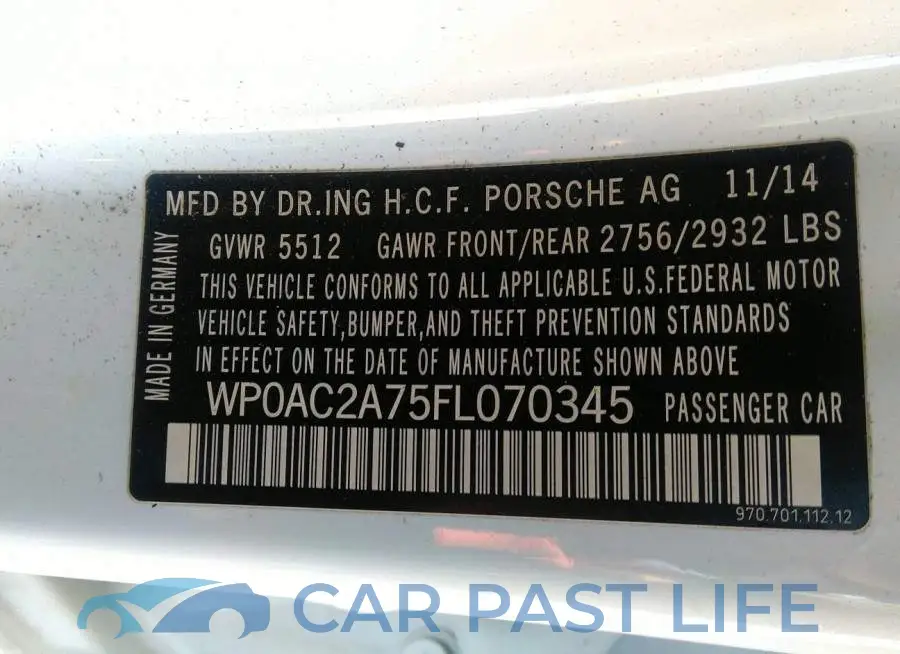 WP0AC2A75FL070345# 9
