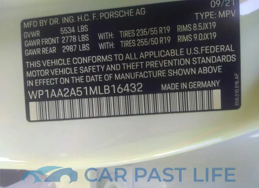 WP1AA2A51MLB16432# 9