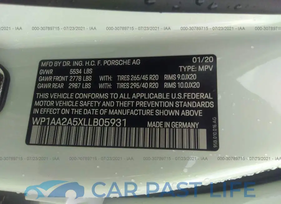 WP1AA2A5XLLB05931# 9