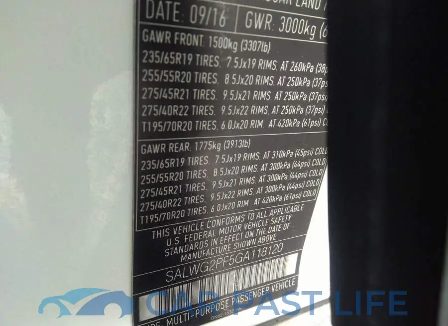 SALWG2PF5GA118120# 9