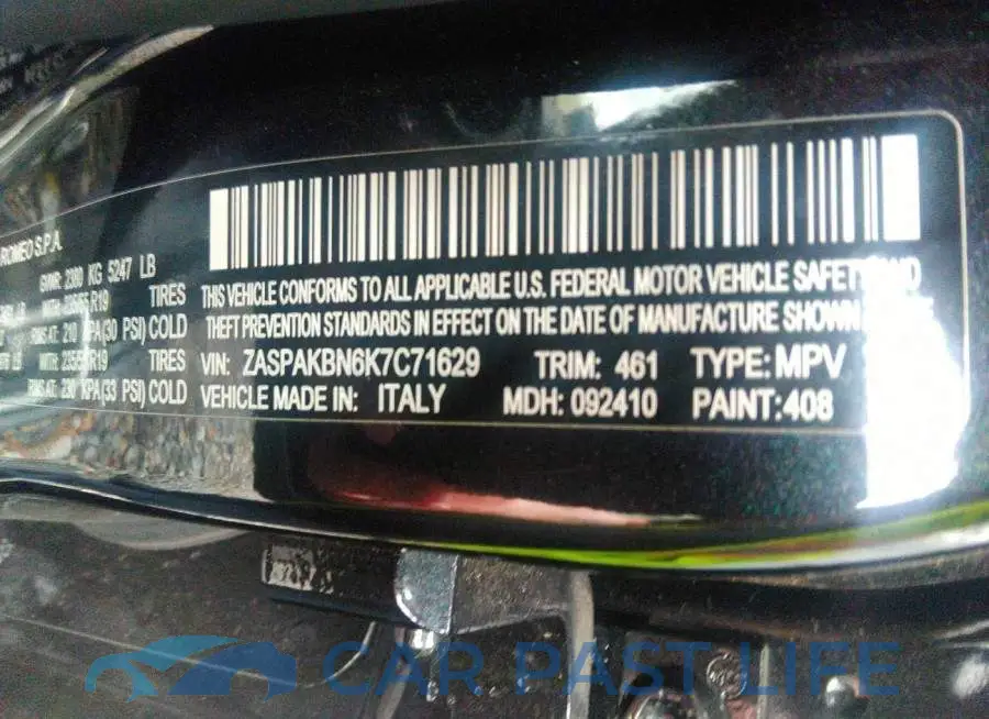 ZASPAKBN6K7C71629# 9