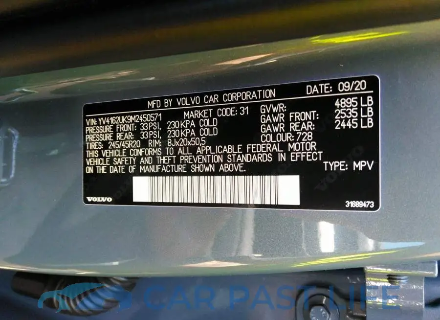 YV4162UK9M2450571# 9