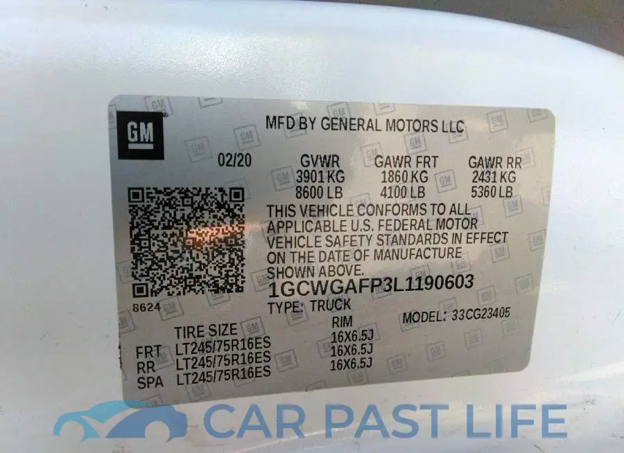1GCWGAFP3L1190603# 9