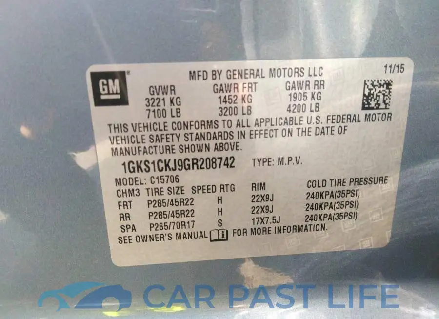 1GKS1CKJ9GR208742# 9