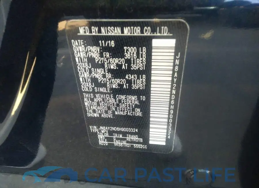 JN8AY2ND6H9003324# 9