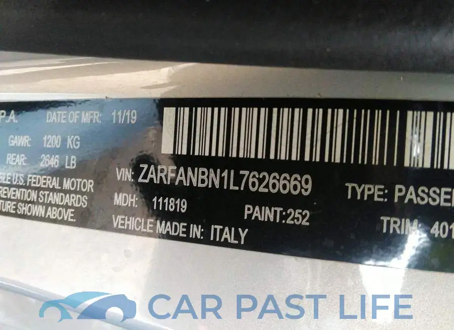 ZARFANBN1L7626669# 9