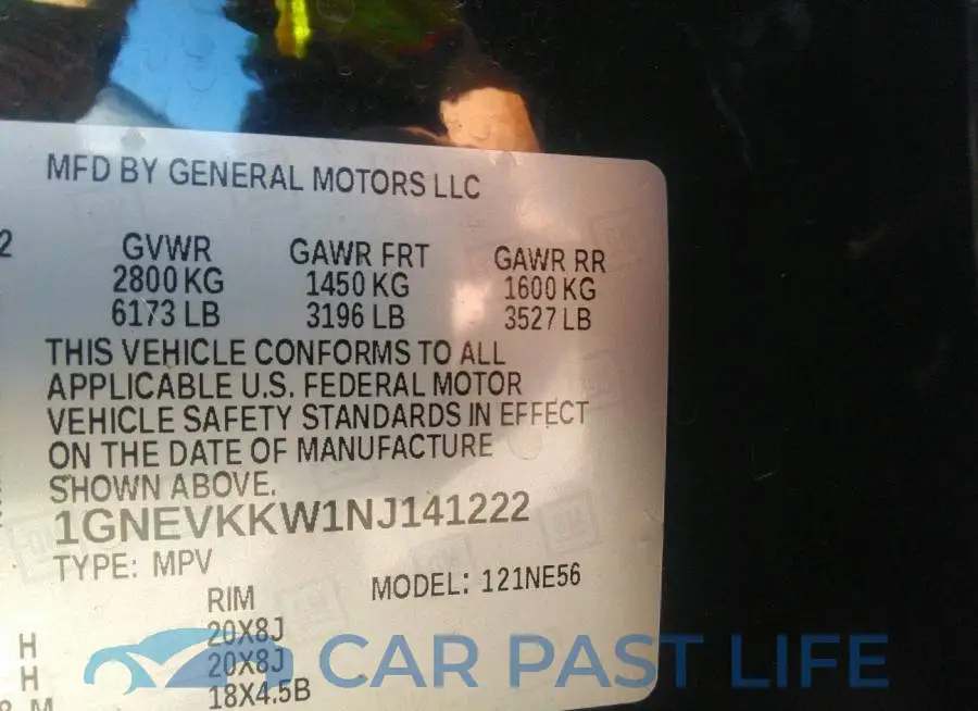 1GNEVKKW1NJ141222# 9