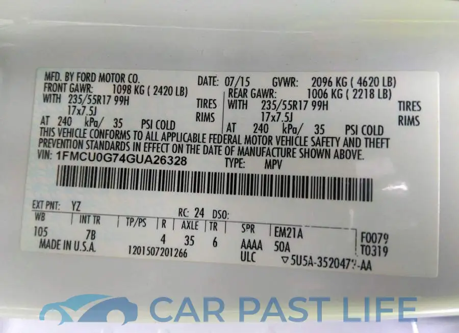 1FMCU0G74GUA26328# 9