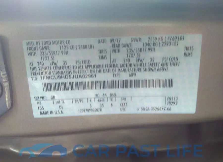 1FMCU9HD5JUA02961# 9