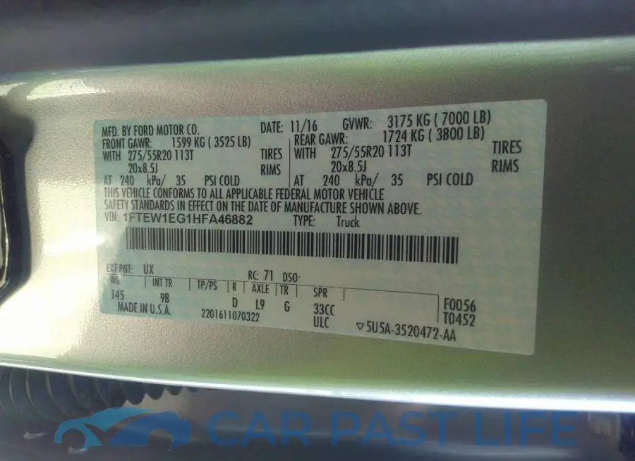 1FTEW1EG1HFA46882# 9